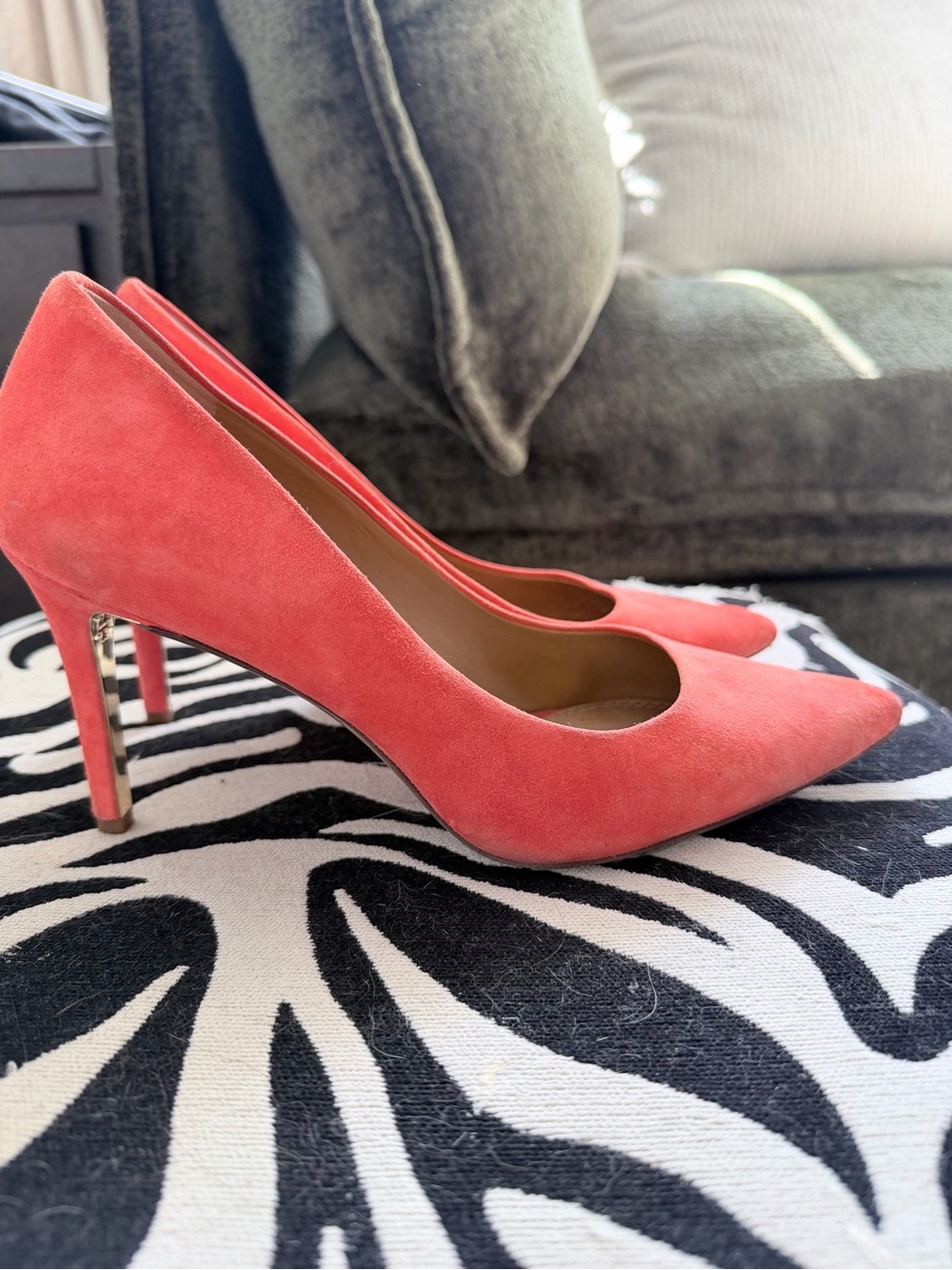 Tory Burch Coral Suede Pointed-Toe Pumps